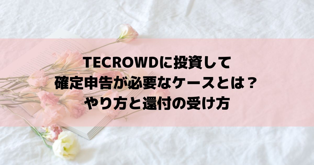 TECROWDに投資して確定申告が必要なケースとは？やり方と還付の受け方