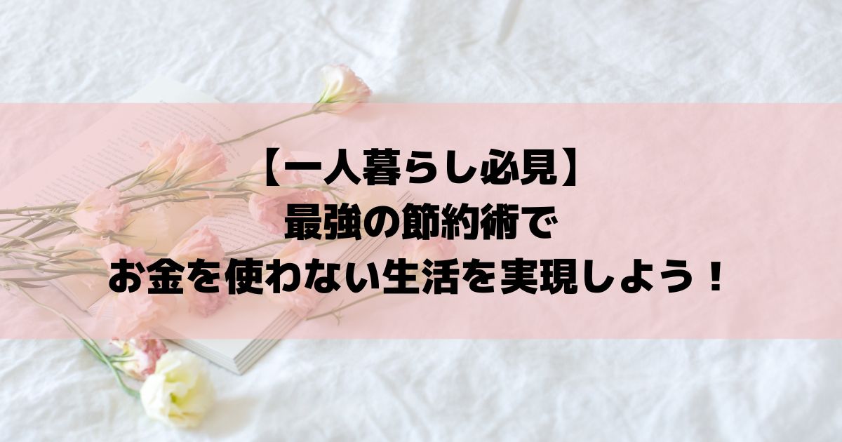 【一人暮らし必見】最強の節約術でお金を使わない生活を実現しよう！